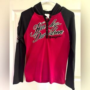 Harley-Davidson long sleeve thermal hoodie (burgundy) medium
